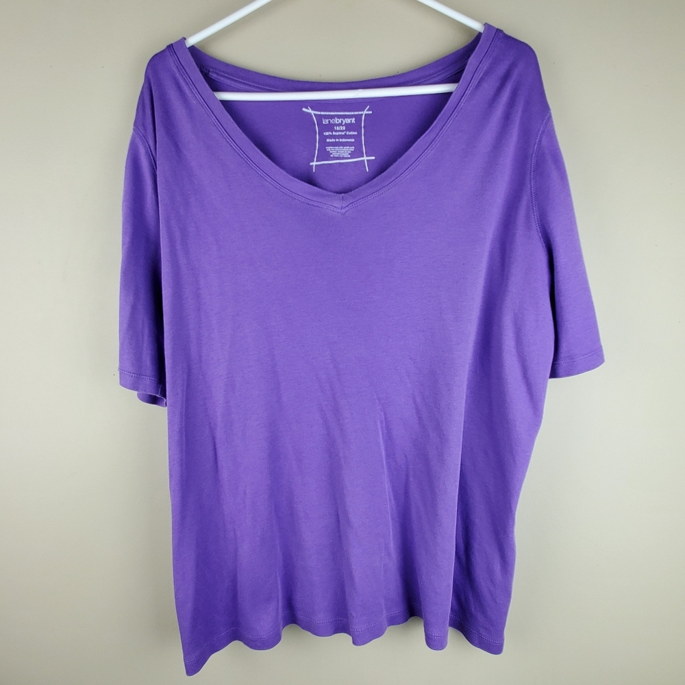 Lane Bryant Purple V-Neck Tee - Size 18/20
